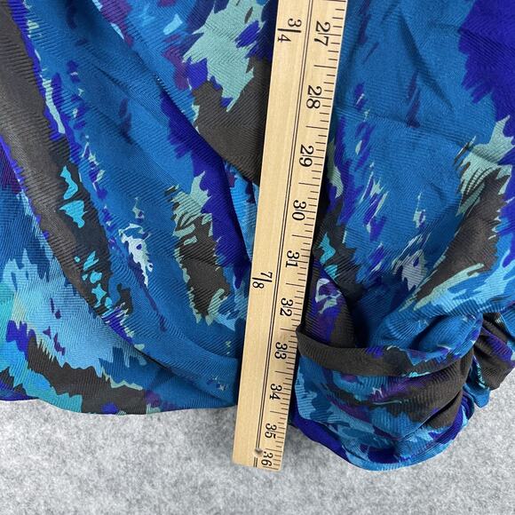 Diane Von Furstenberg Silk Dress Womens 2 Blue Faux Wrap Drapey Neiman DVF Y2K - Picture 6 of 16